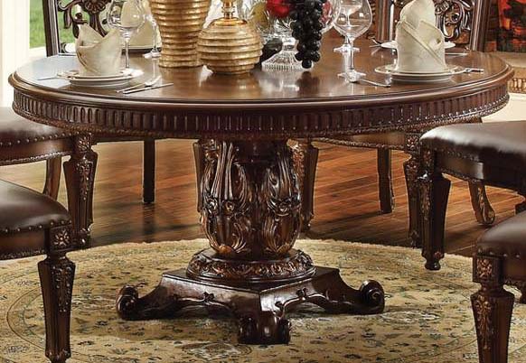 Acme Vendome Single Pedestal Round Dining Table with 60"D Table Top in Cherry 62015 ACME East