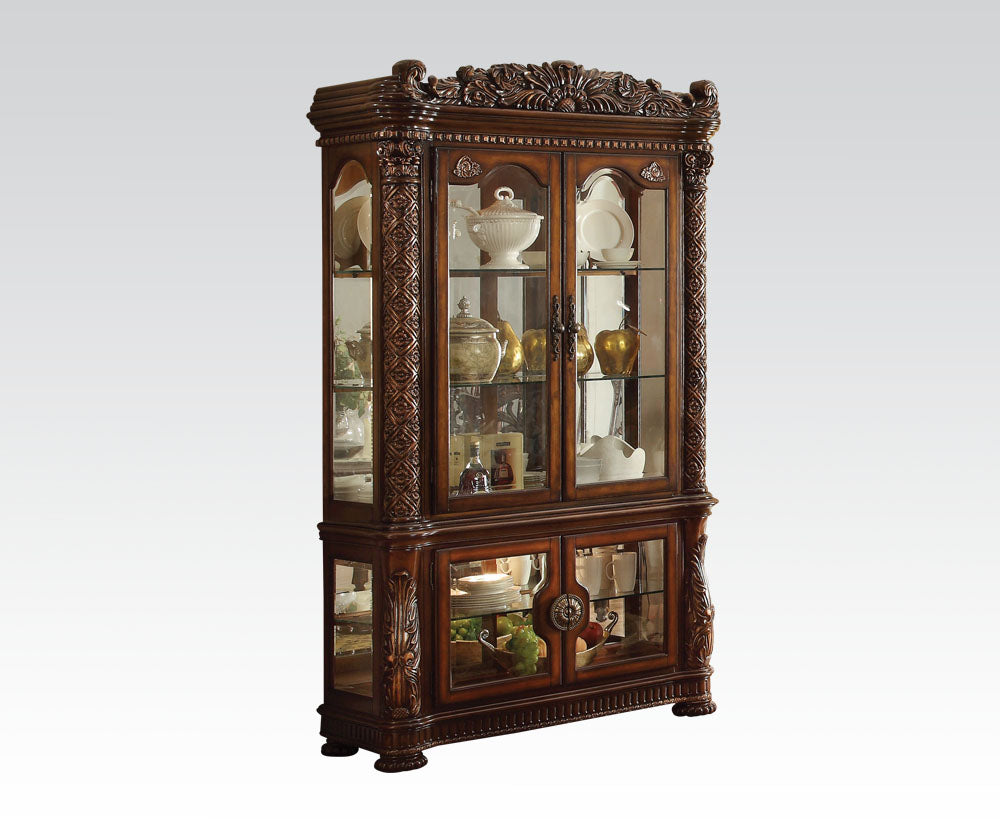 Acme Vendome Curio Cabinet with Mirror Back in Cherry 62023 ACME East