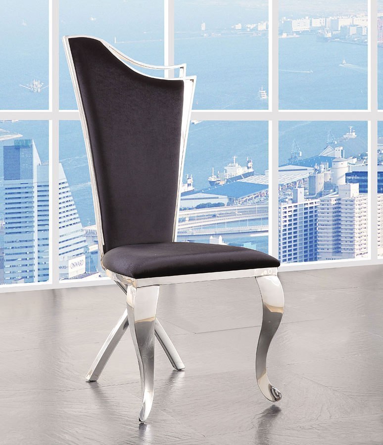 ACME Cyrene Faux Fabric Side Chair (Set of 2) in Stainless Steel 62079 ACME East