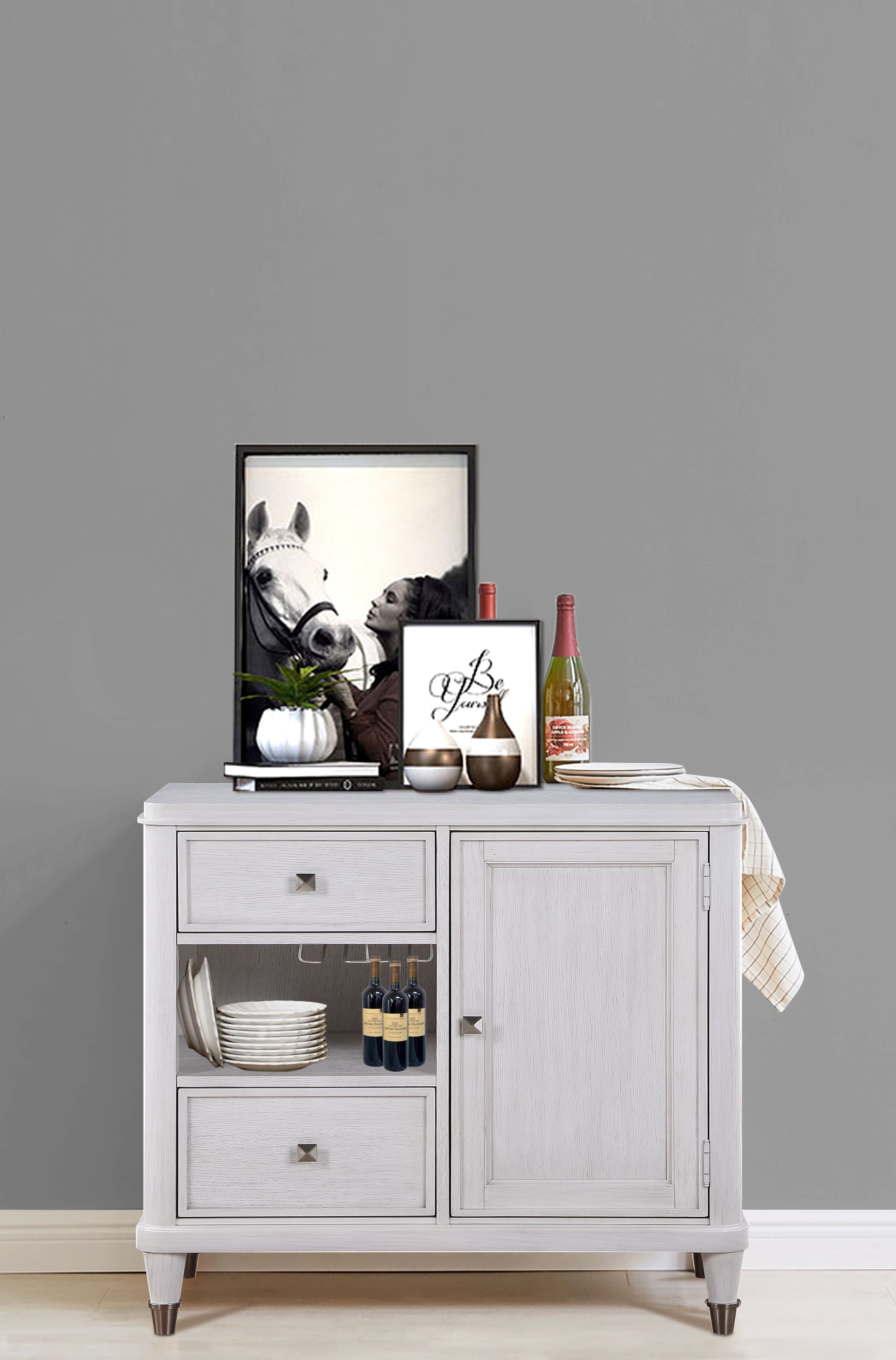 Celestia Off White Wine Cabinet ACME East