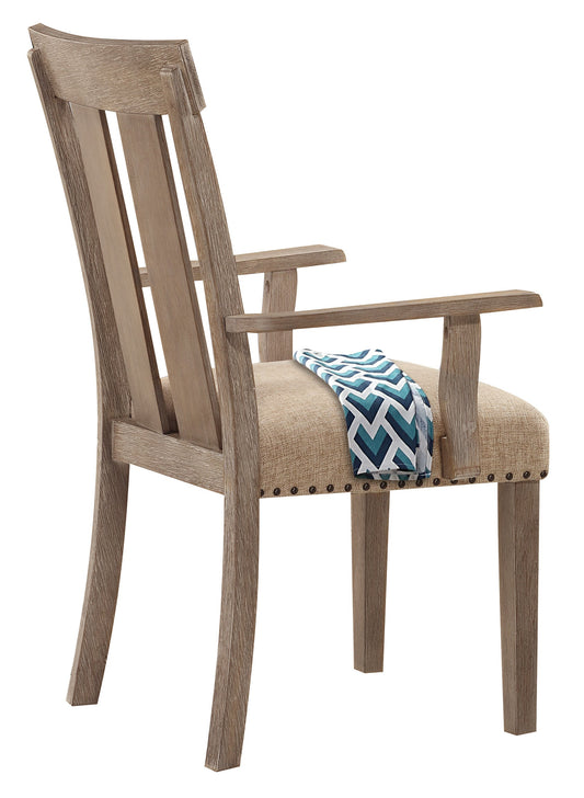 Nathaniel Fabric & Maple Arm Chair , Slatted Back ACME East