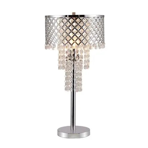 Crystal On Mesh Chrome 28" Touch Table Lamp Crown Mark