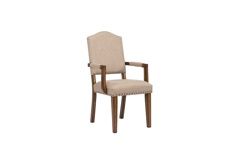 Maurice Khaki Linen & Antique Oak Arm Chair ACME East