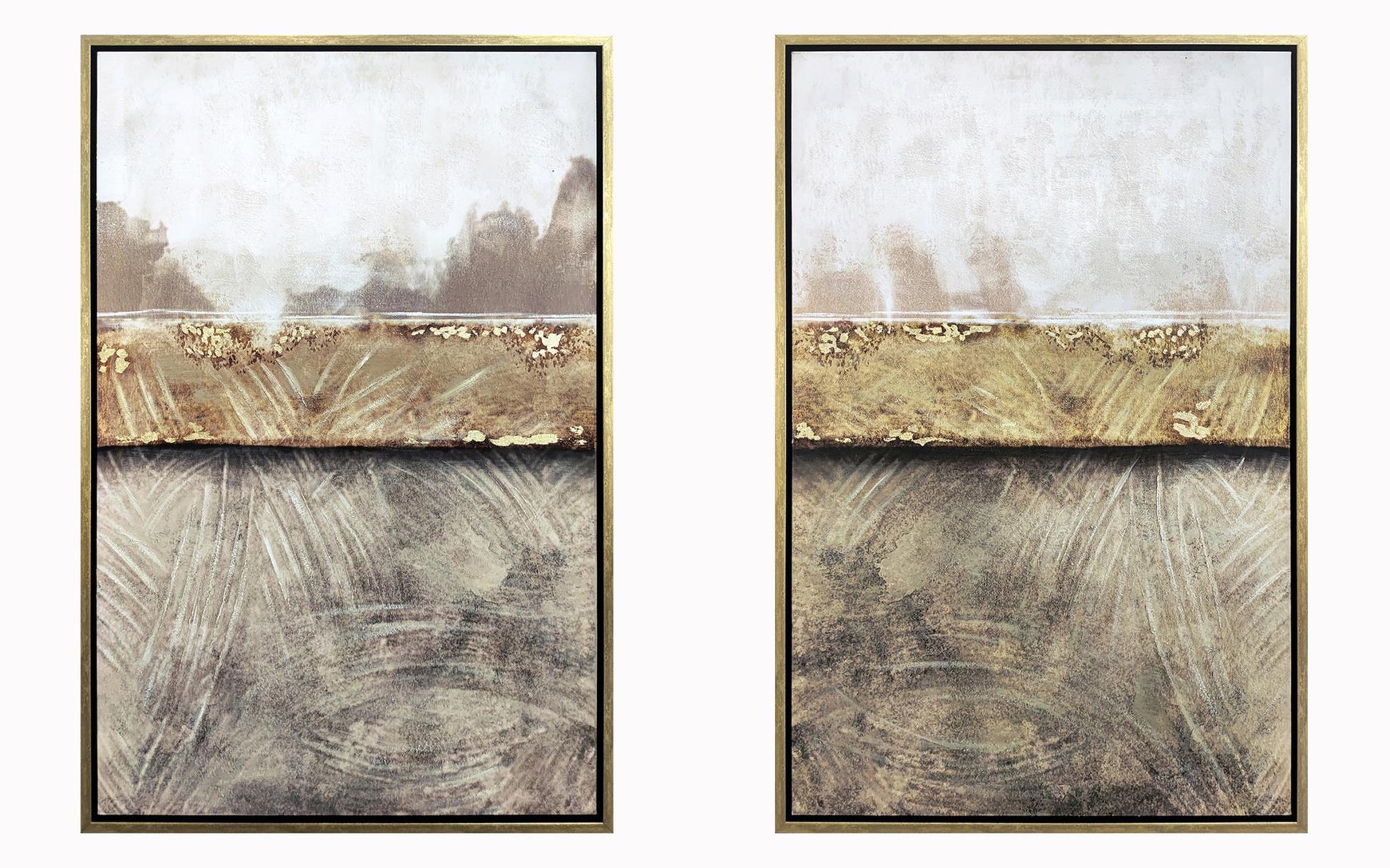 Hand Painted Textured Canvas in Frame 64x47 (Set of 2) - Dark Gray Classy Art