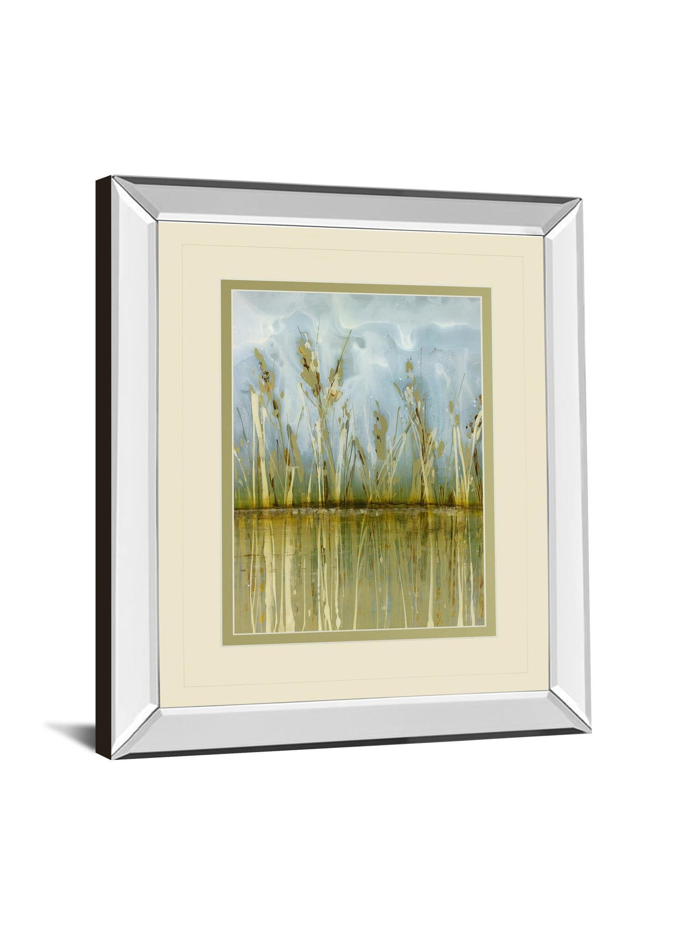 Allure By Hollack - Mirror Framed Print Wall Art - Blue Classy Art