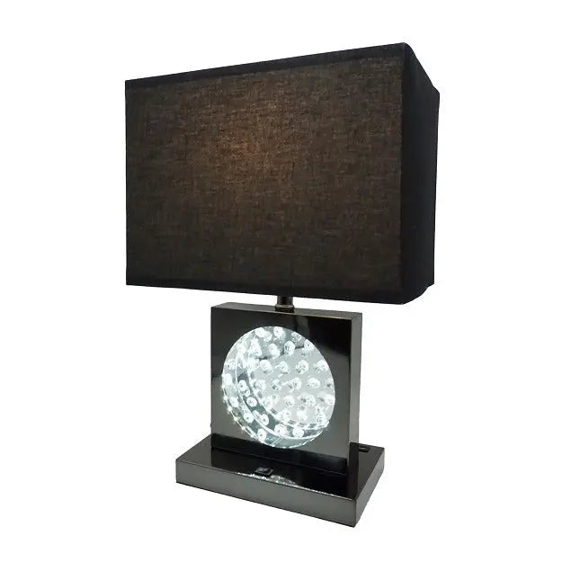 Monica Black Nickel Table Lamp Crown Mark