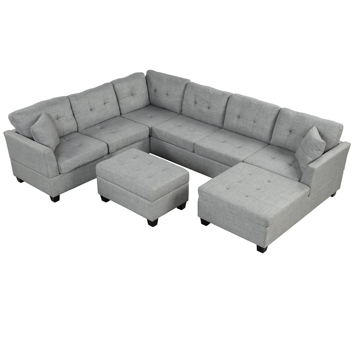 121.3" Oversized Sectional Sofa with Storage Ottoman, U Shaped Sectional Couch with 2 Throw Pillows for Large Space Dorm Apartment House to Home Furnishings LLC