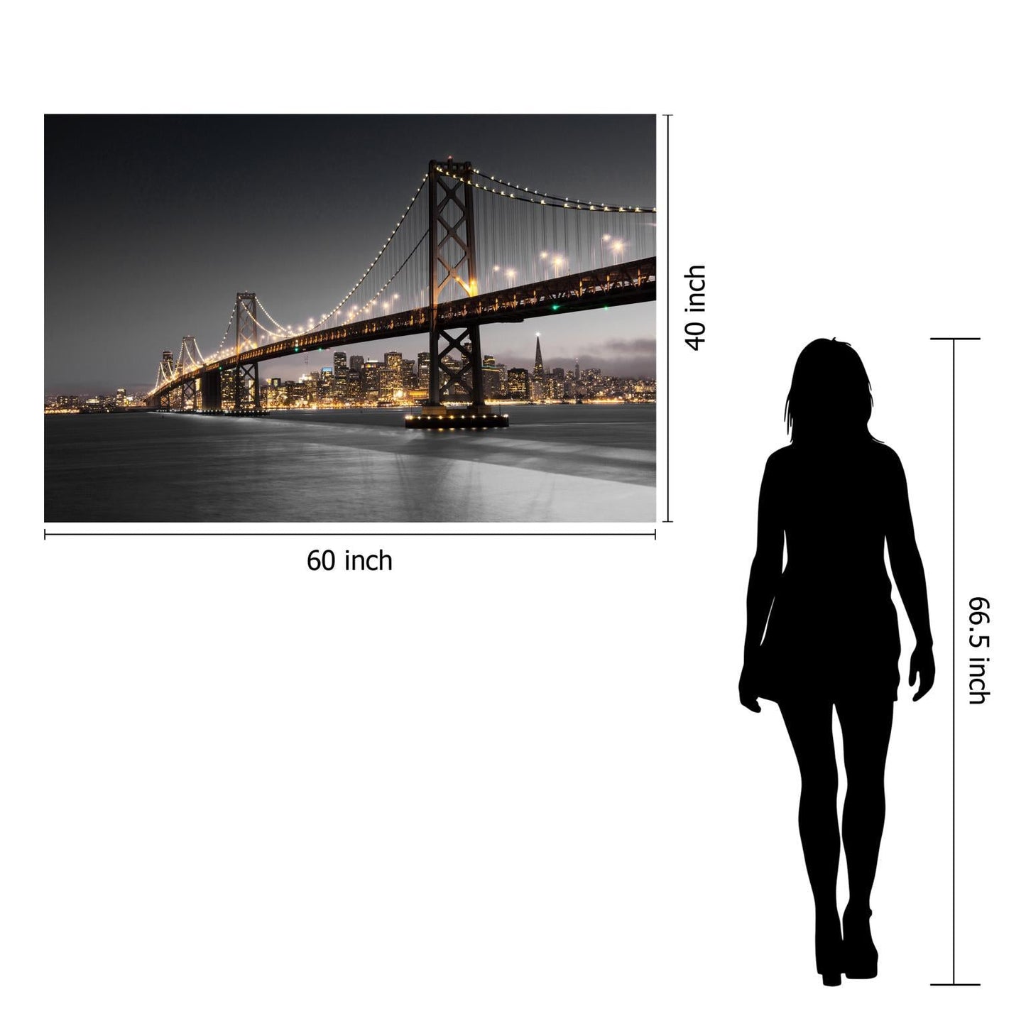 Temp Glass With Foil - San Francisco Bridge - Dark Gray Classy Art