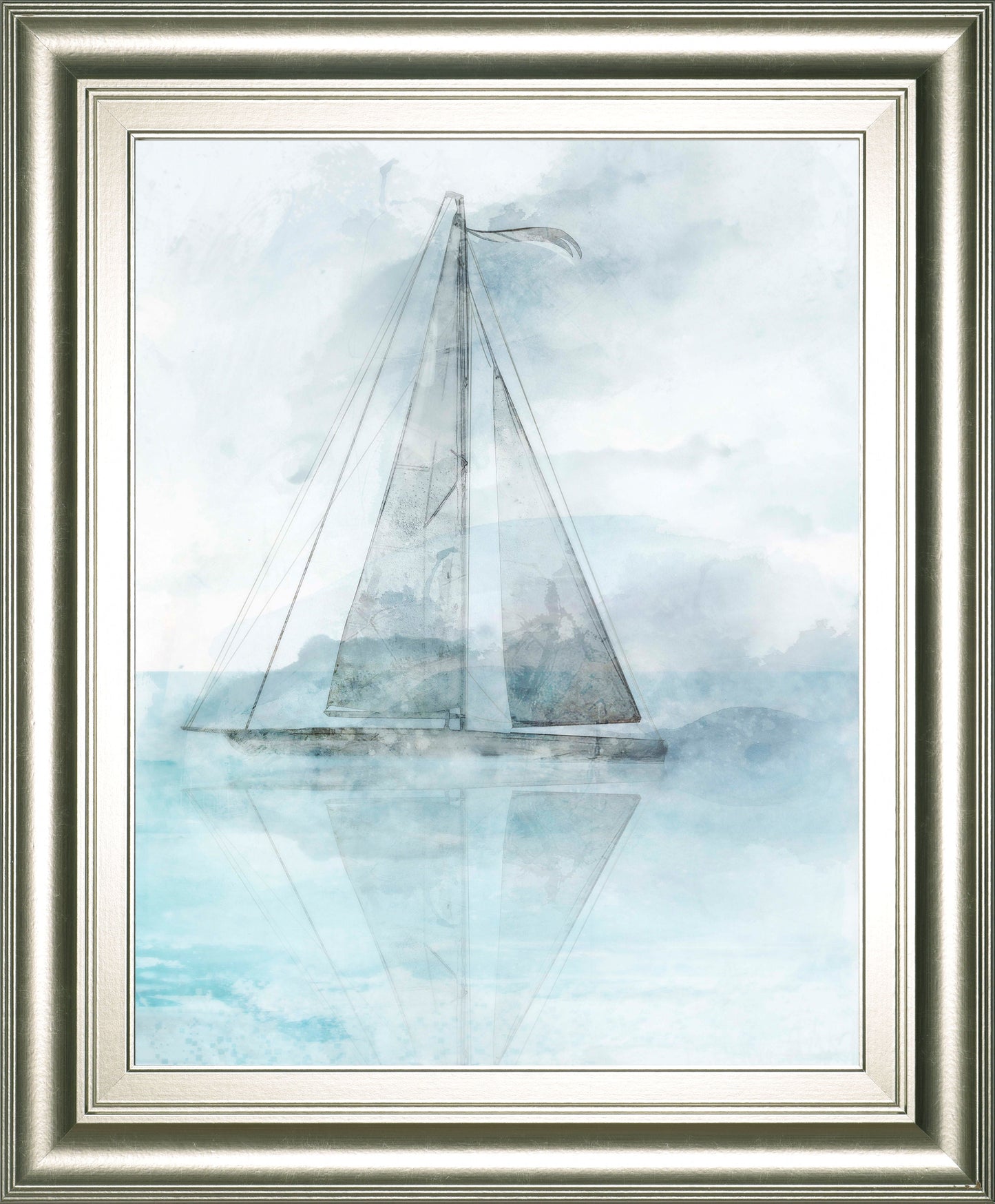 Sailing Boat II By Ken Roko - Framed Print Wall Art - Pearl Silver Classy Art