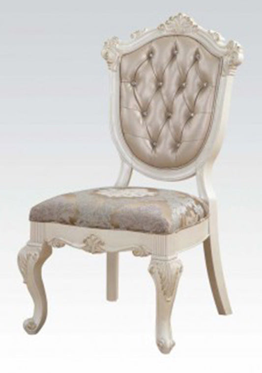 Acme Chantelle Side Chair in Rose Gold and Pearl White (Set of 2) 63542 ACME East