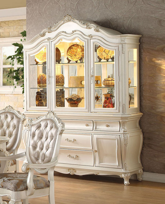 Acme Chantelle Buffet and Hutch in Pearl White 63544 ACME East