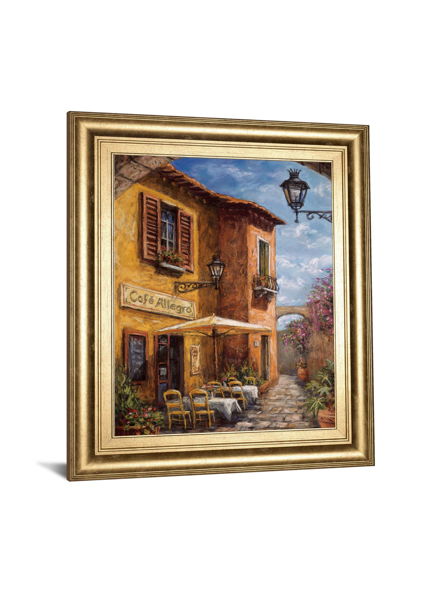 Courtyard Cafe By Surridge, M - Framed Print Wall Art - Light Brown Classy Art