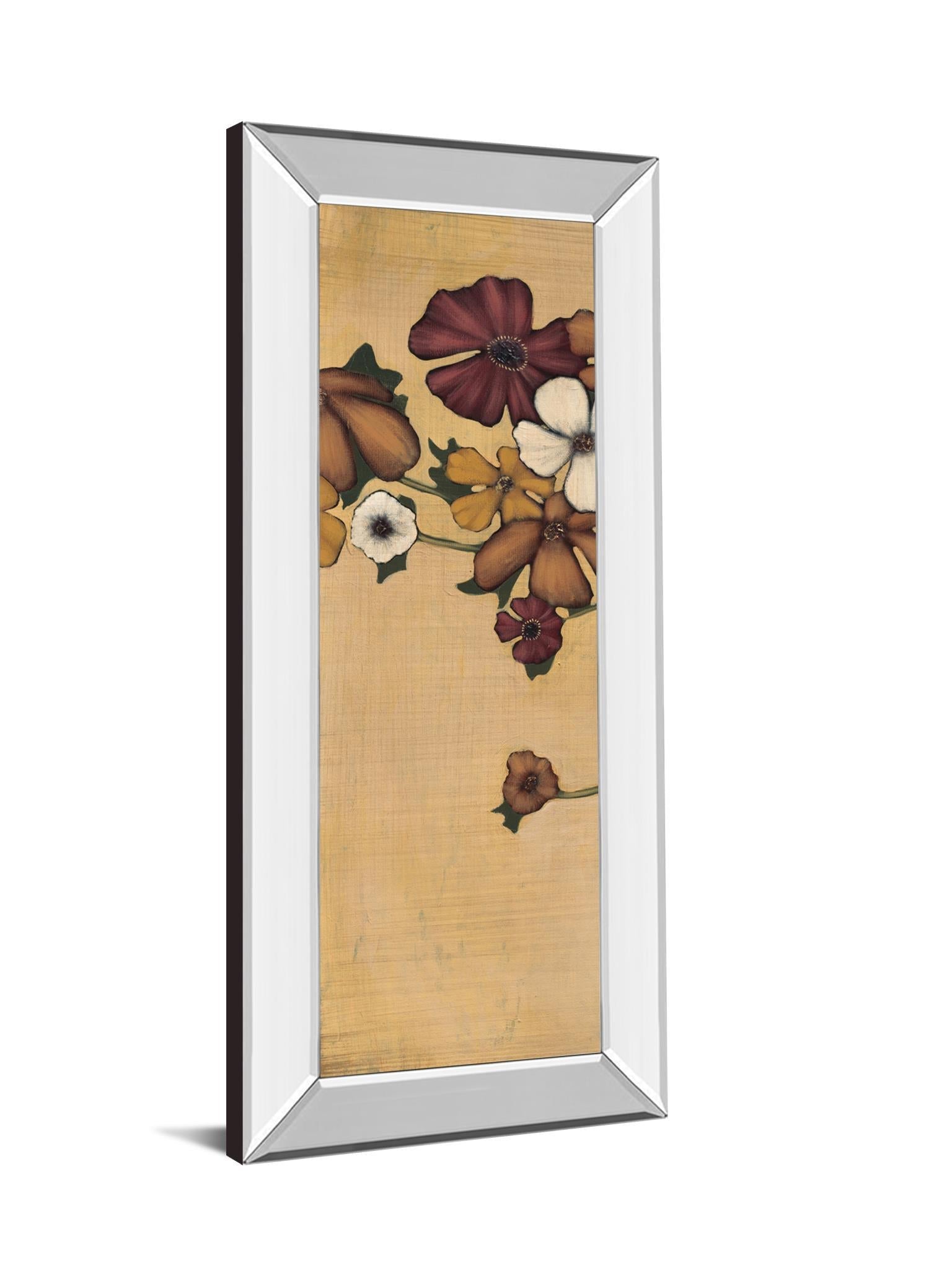 Wandering Bouquet By Maja - Mirror Framed Print Wall Art Real Glass - Beige Classy Art