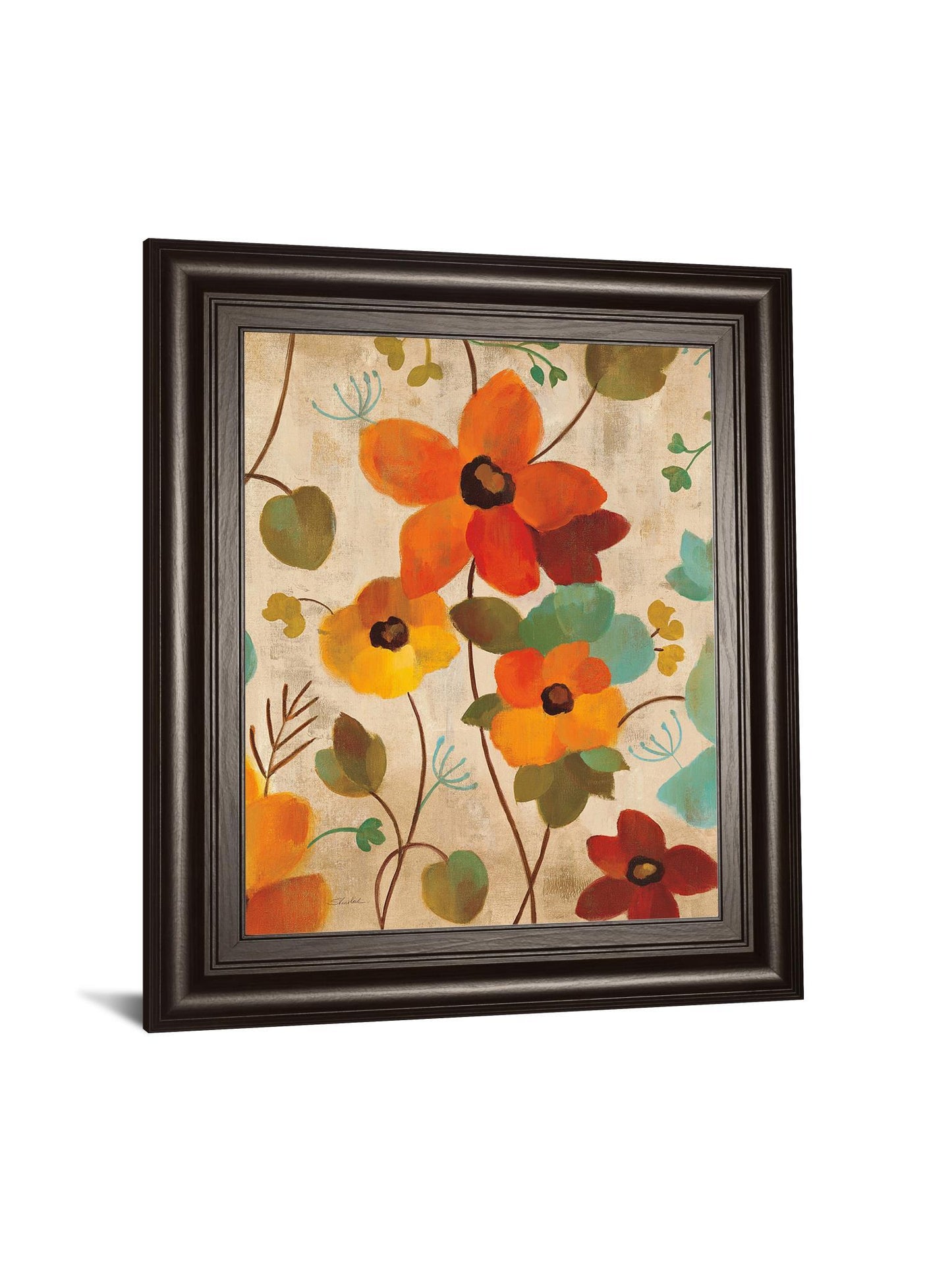 Vibrant Embroidery III By Silvia Vassileva - Framed Print Wall Art - Orange Classy Art