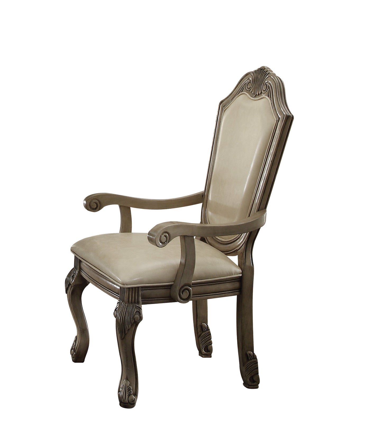 Chateau De Ville PU & Antique White Arm Chair ACME East