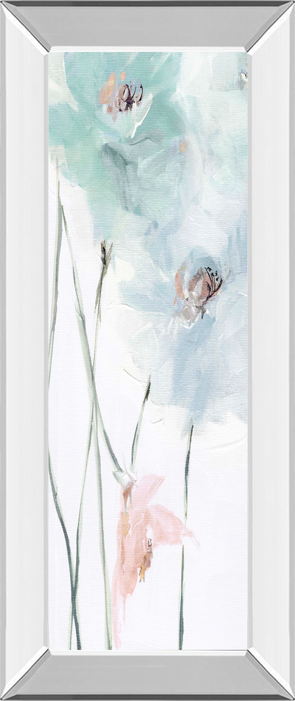 Spring Poppies I By Susan Pepe - Mirrored Frame Wall Art - Light Blue Classy Art