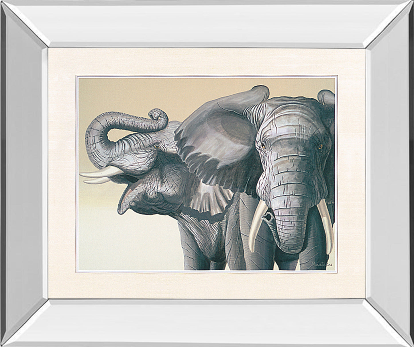 Elephant By Peter Moustakas - Mirror Framed Print Wall Art - Dark Gray Classy Art