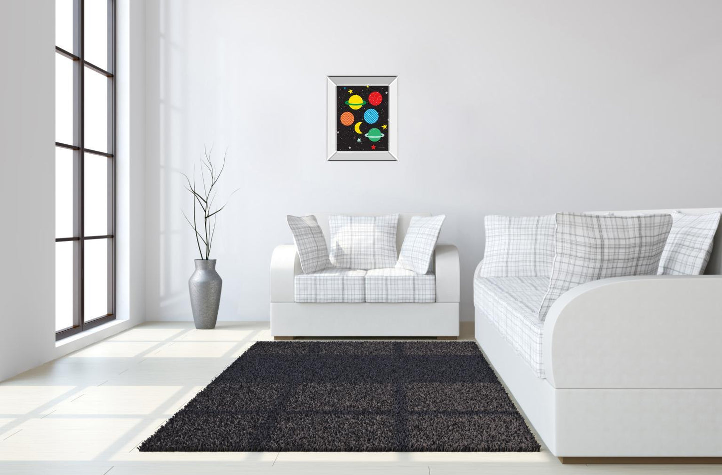 Outer Space By Ann Kelle - Mirror Framed Print Wall Art - Black Classy Art