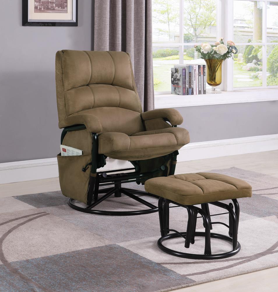 G650005 Casual Brown Reclining Glider with Matching Ottoman Coaster Z2 Premium