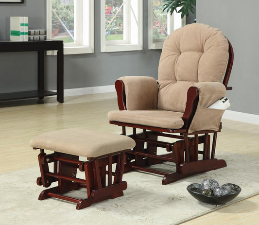 Traditional Beige Rocking Glider with Matching Ottoman Coaster Z2 Premium