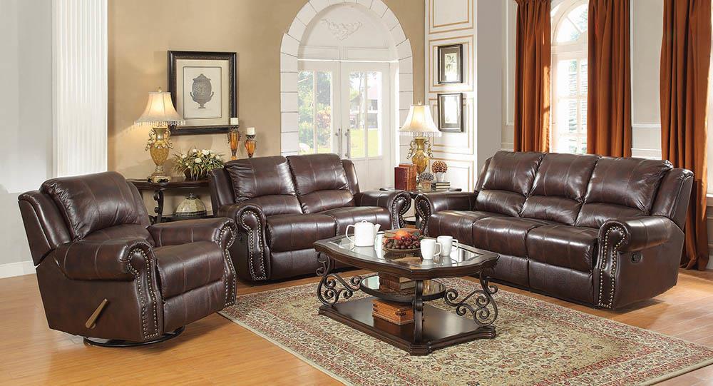 Sir Rawlinson Burgundy Brown Motion Sofa, Loveseat and Recliner Coaster Z2 Premium