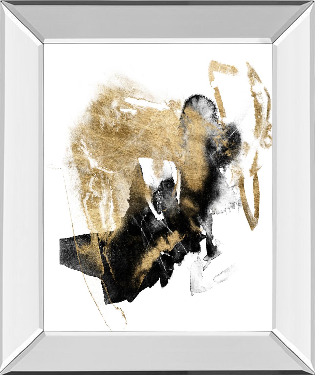 Black & Gold Splash I By Jennifer Goldberger - Black Classy Art