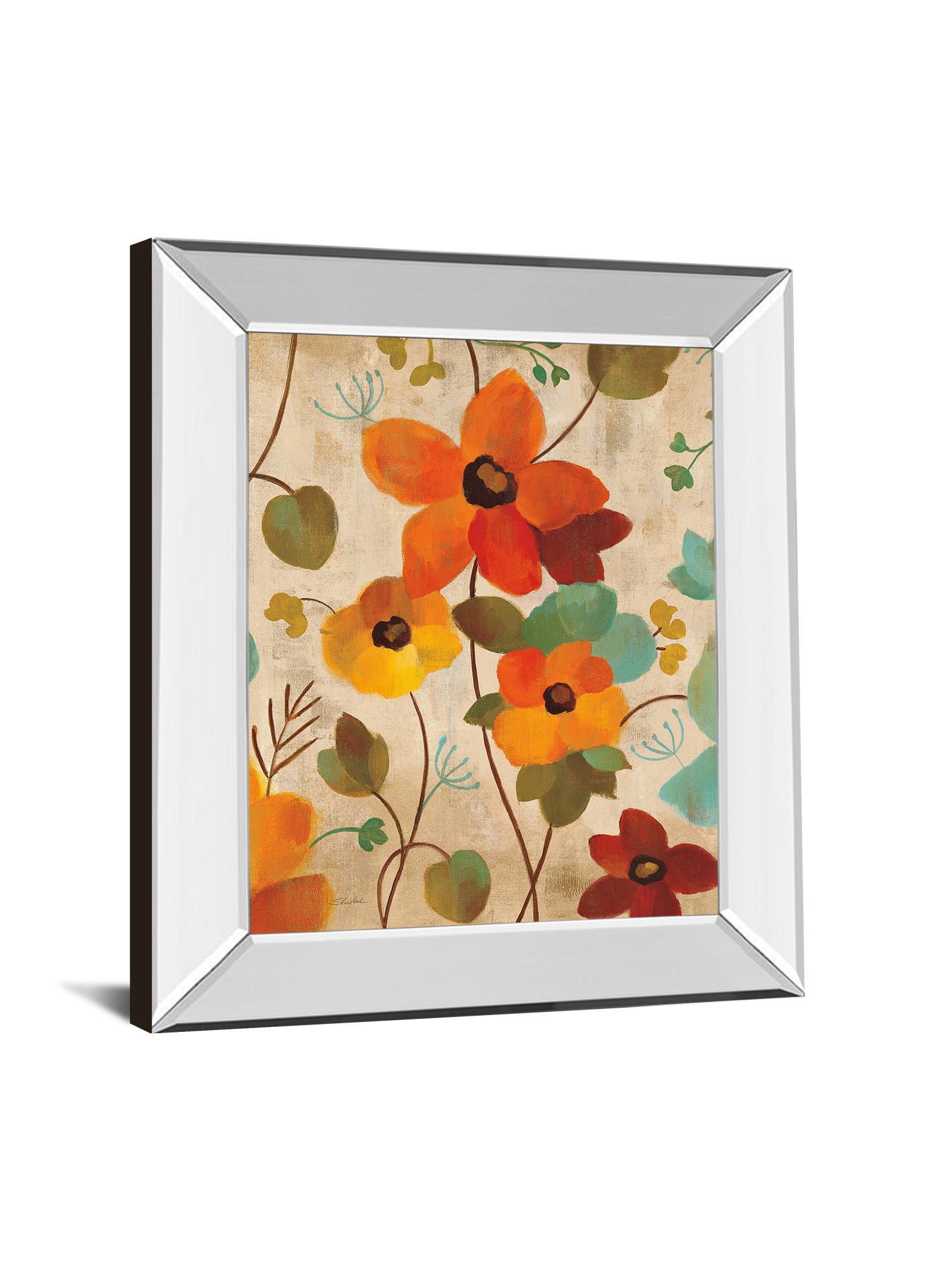 Vibrant Embroidery III By Silvia Vassileva - Mirror Framed Print Wall Art - Orange Classy Art