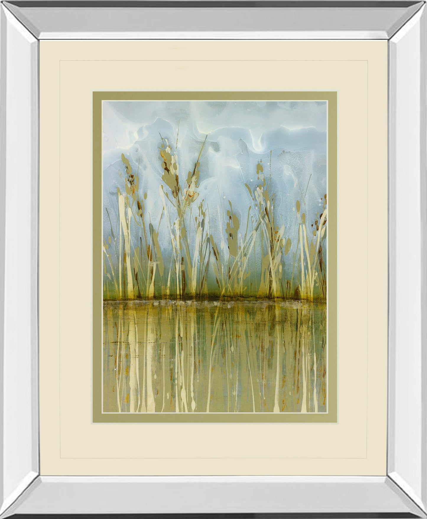 Allure By Hollack - Mirror Framed Print Wall Art - Blue Classy Art