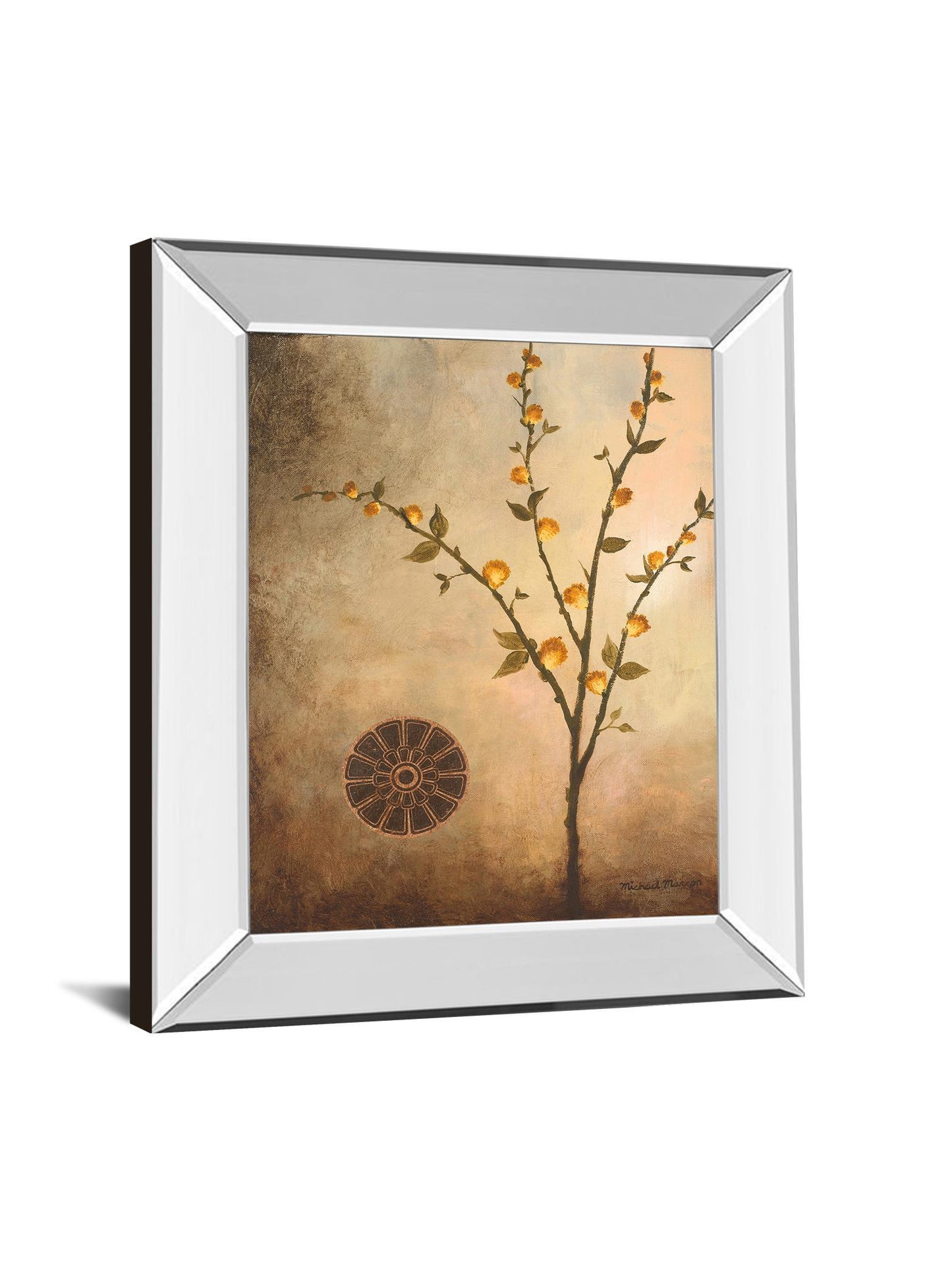 Fall Stem In The Light By Michael Marcon Mirror Framed Print Wall Art - Beige Classy Art