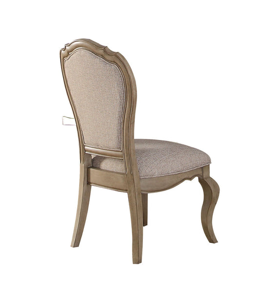 Chelmsford Beige Fabric & Antique Taupe Side Chair ACME East