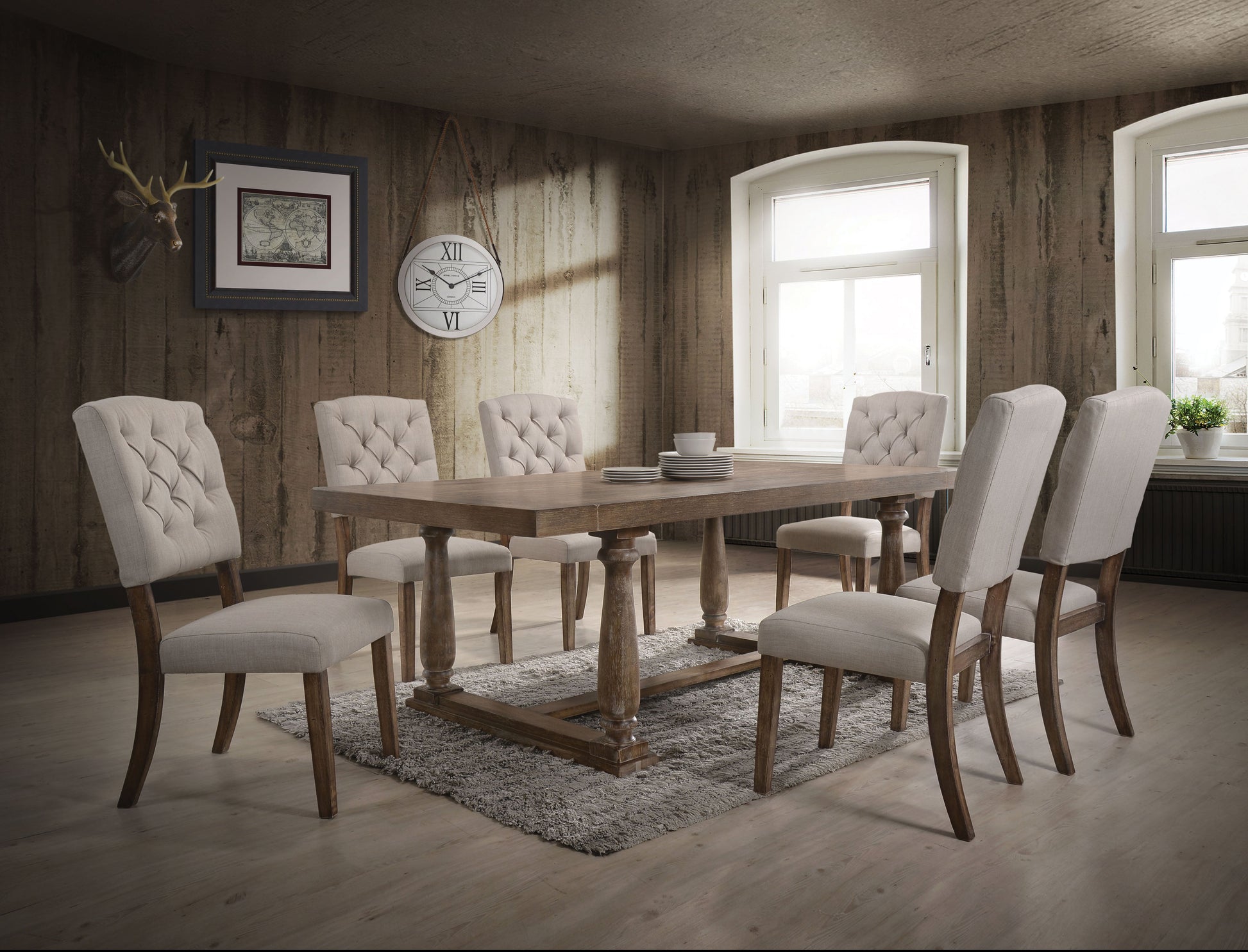 Bernard Weathered Oak Dining Table ACME East