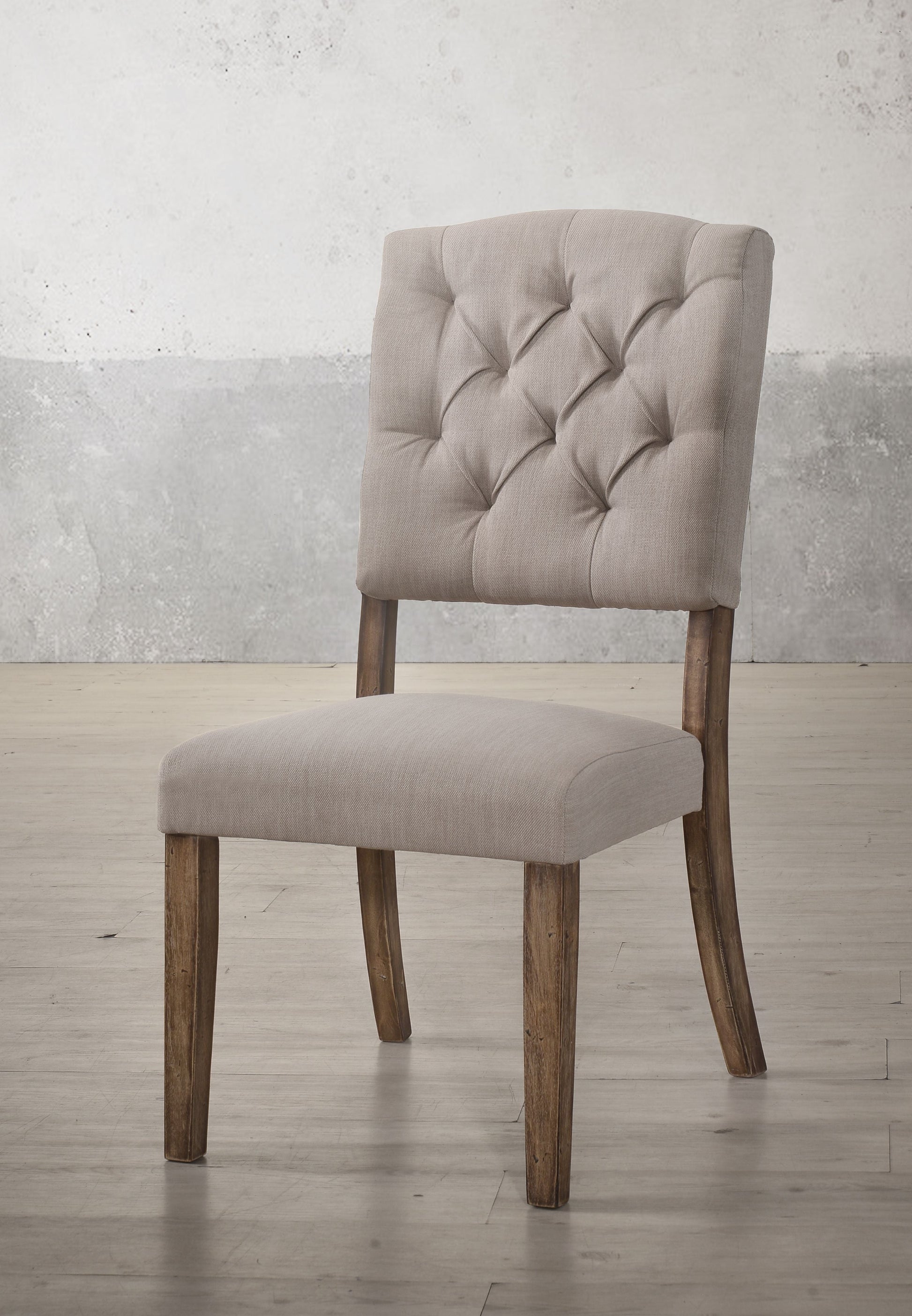 Bernard Cream Linen & Weathered Oak Side Chair ACME East