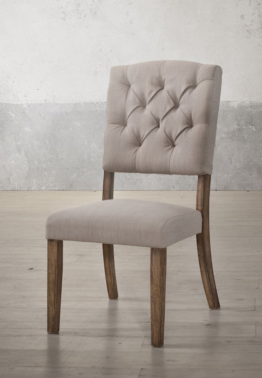 Bernard Cream Linen & Weathered Oak Side Chair ACME East