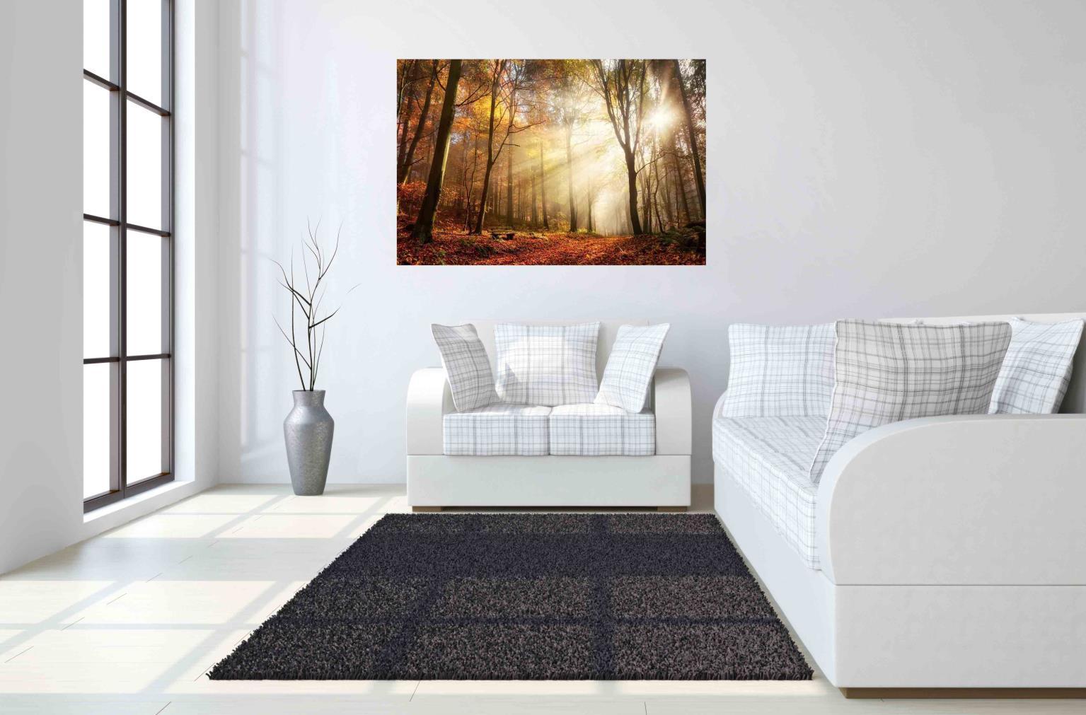 Floating Tempered Glass With Foil Forest In Sunshine - Light Brown Classy Art