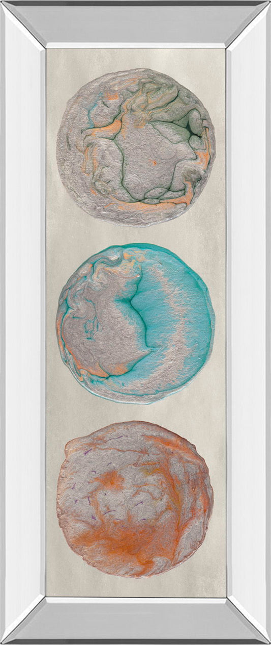 Planet Trio Il By Alicia Ludwig - Mirror Framed Print Wall Art - Blue Classy Art