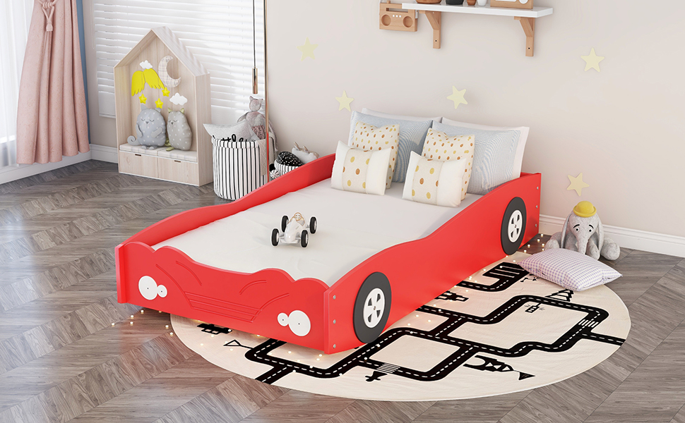 Twin Size Car-Shaped Platform Bed, Red House to Home Furnishings LLC