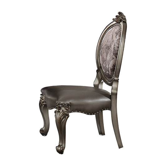 Versailles Silver PU & Antique Platinum Side Chair ACME East