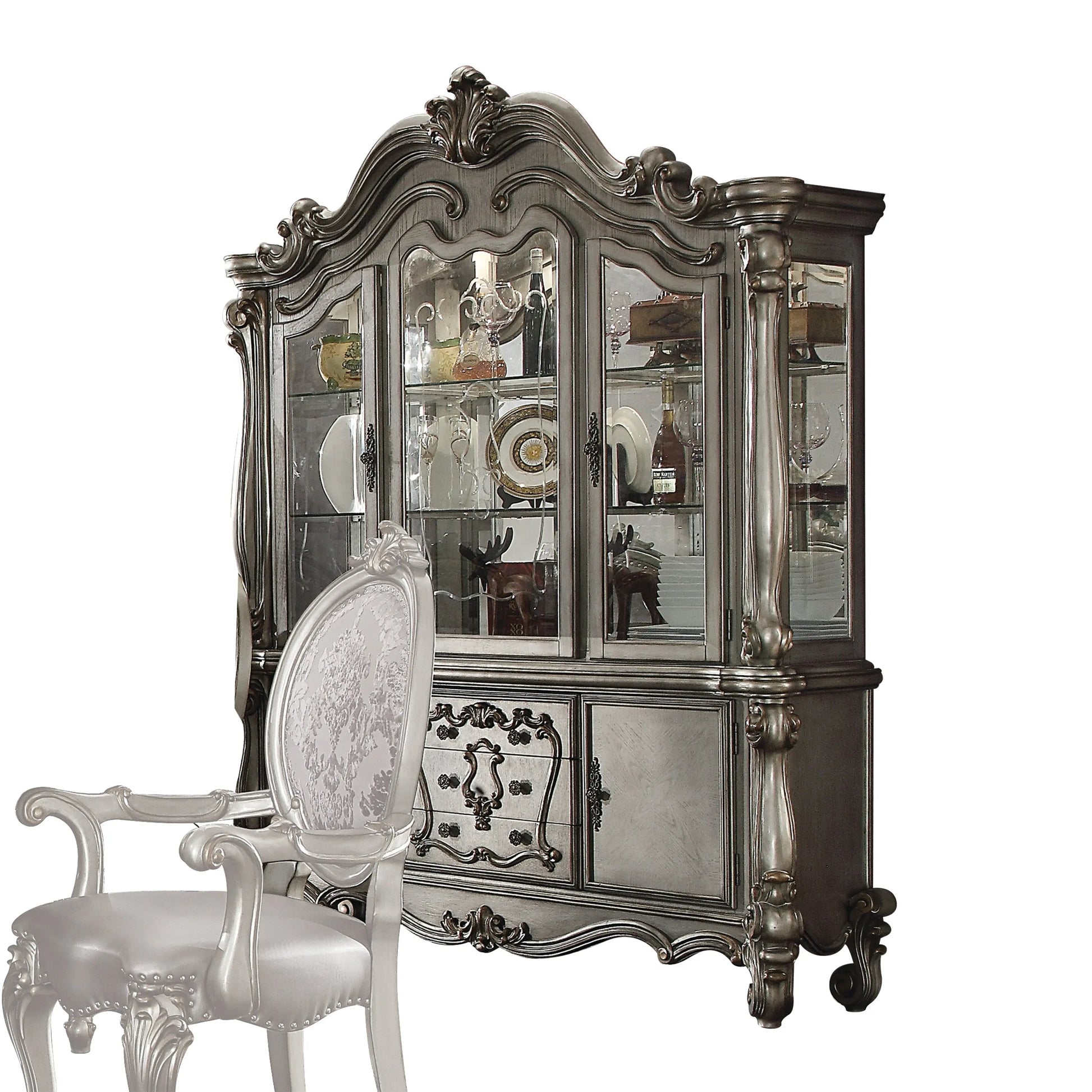 Versailles Antique Platinum Hutch & Buffet ACME East