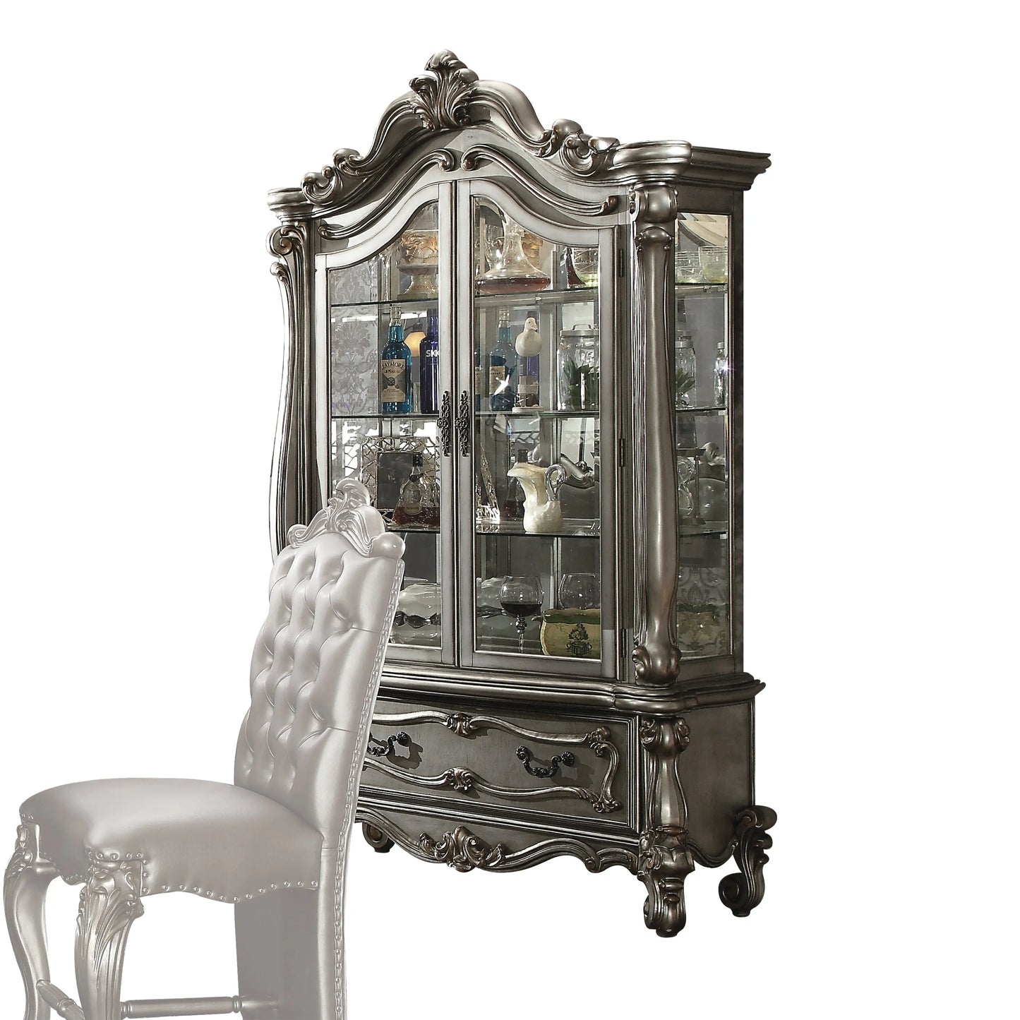 Versailles Antique Platinum Curio Cabinet ACME East