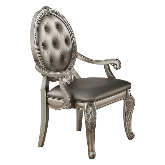 Northville PU & Antique Silver Arm Chair ACME East