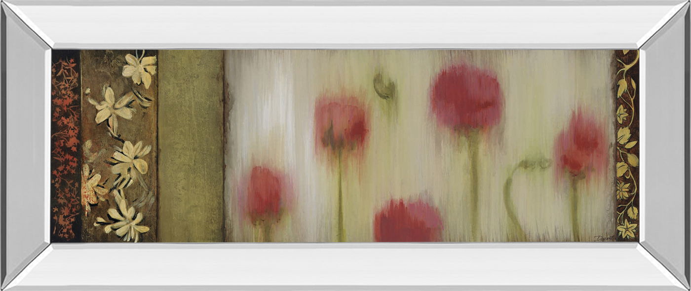 Rain Flower Il By Dysart - Mirror Framed Print Wall Art - Red Classy Art