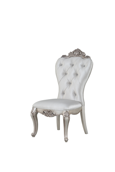 Gorsedd Cream Fabric & Antique White Side Chair ACME East