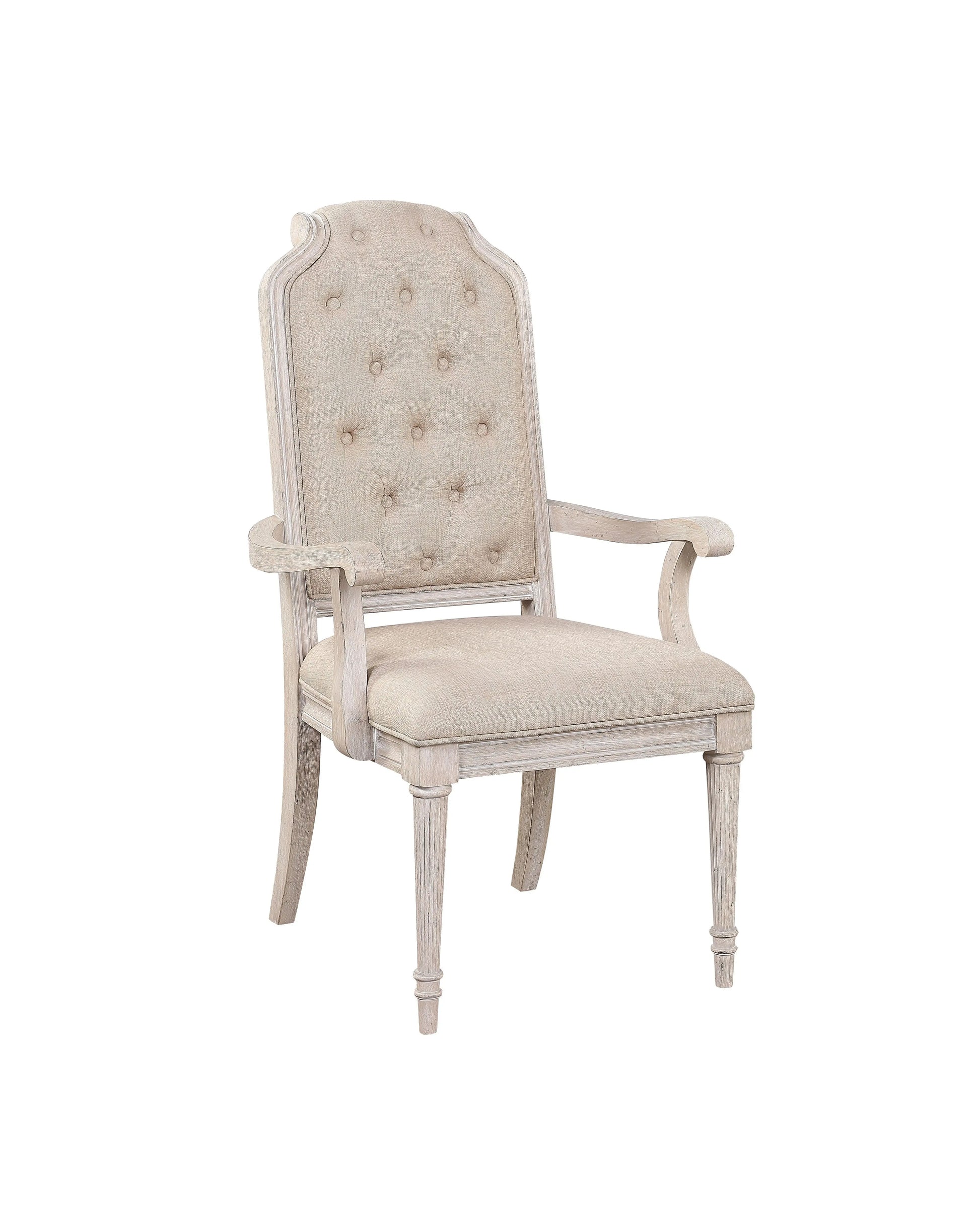 Wynsor Fabric & Antique Champagne Arm Chair ACME East