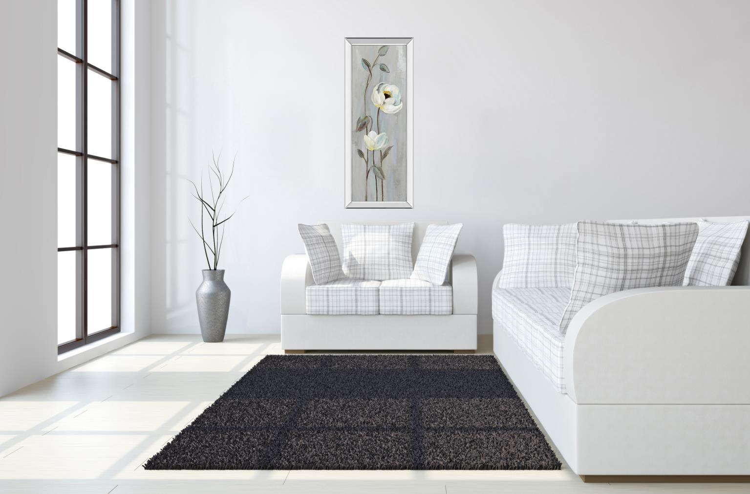 Neutral Branches I On Gray By Silvia Vassileva - Mirrored Frame Wall Art - Light Gray Classy Art