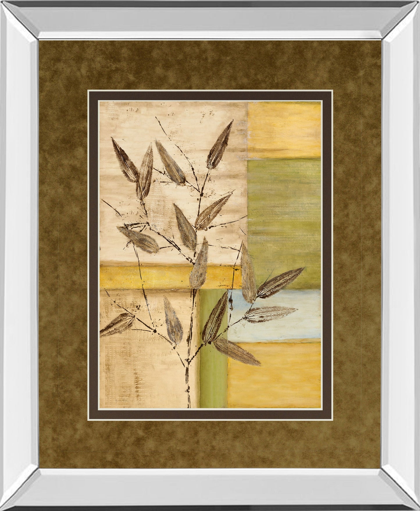 Urban Garden I By Norm Olson - Mirror Framed Print Wall Art - Dark Brown Classy Art