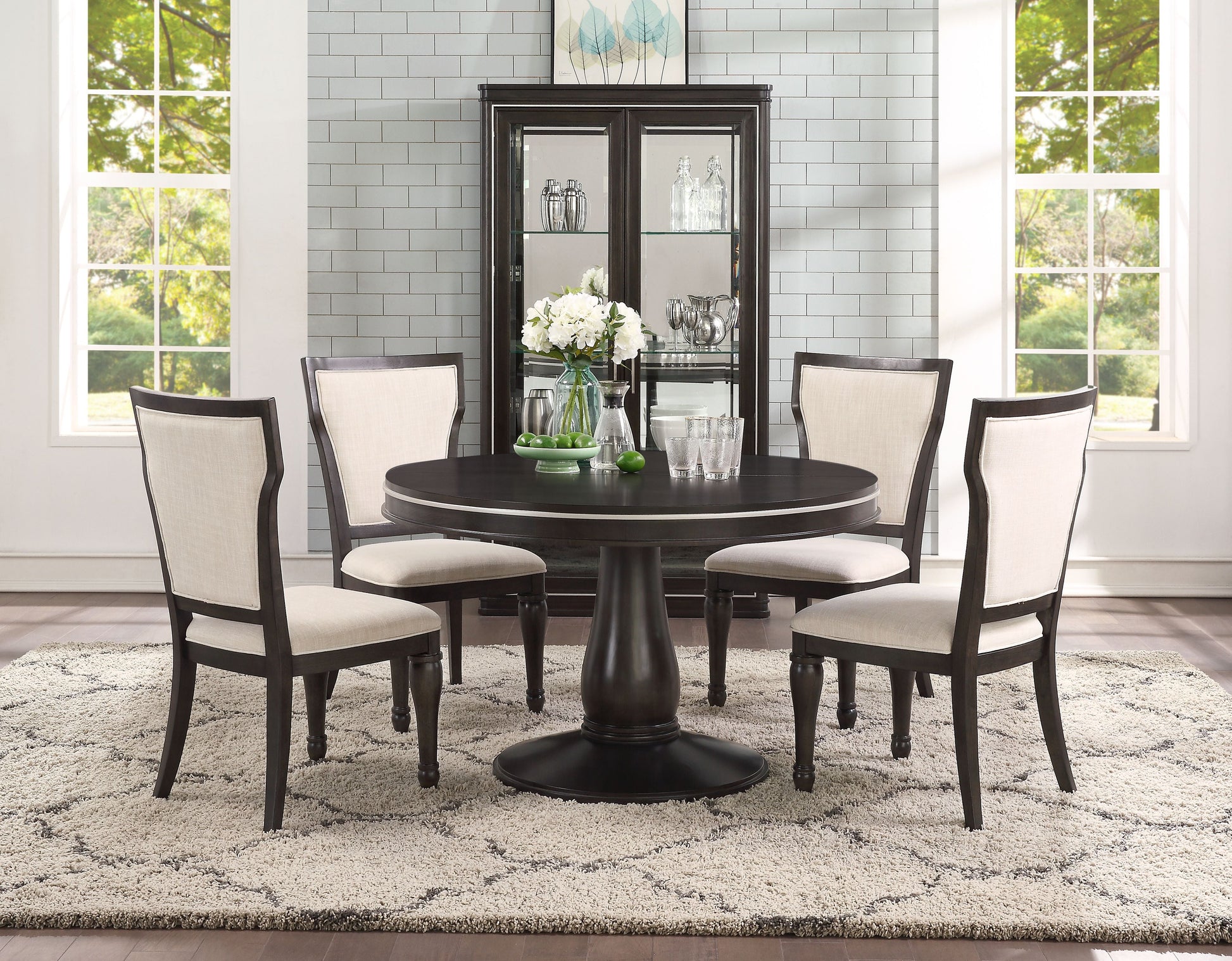 Lorenzo Espresso Dining Table (Pedestal) ACME East