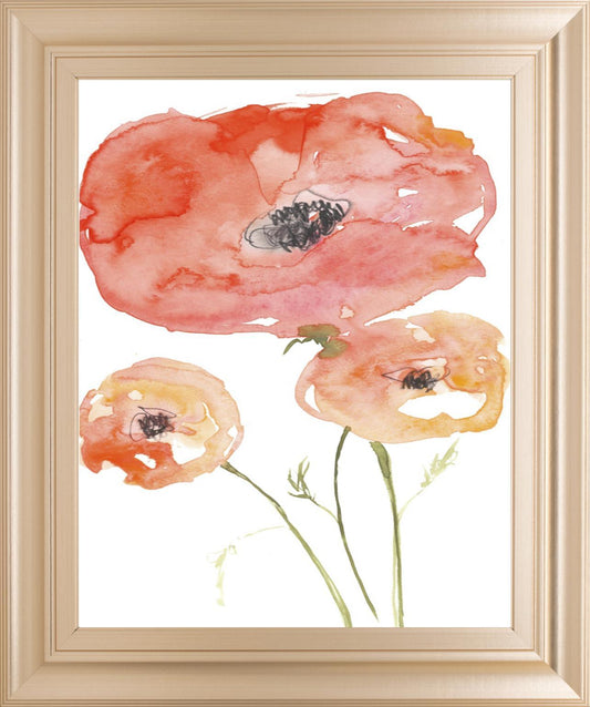 22x26 Neon Poppies II By Jennifer Goldberger - Red Classy Art