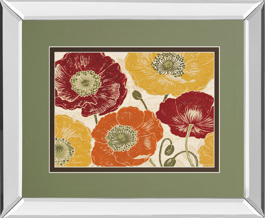 A Poppy's Touch I Spice By Daphne Brissonnet - Mirror Framed Print Wall Art - Orange Classy Art