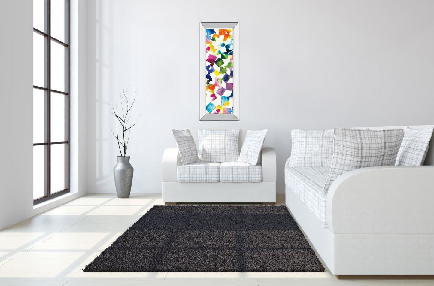 Colorful Cubes Il By Wild Apple Portfolio - Mirror Framed Print Wall Art - Blue Classy Art