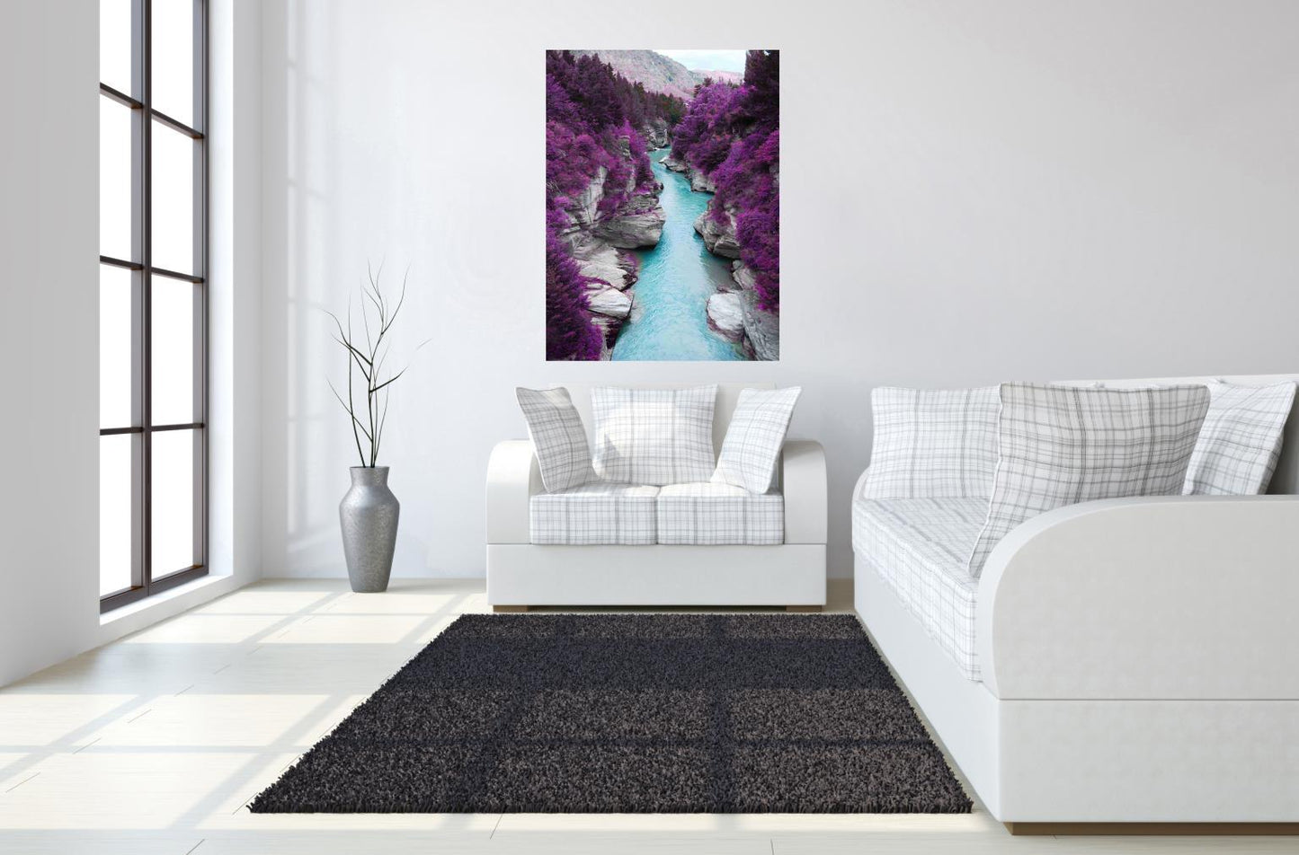 Floating Tempered Glass With Foil Between Mountains - Purple Classy Art